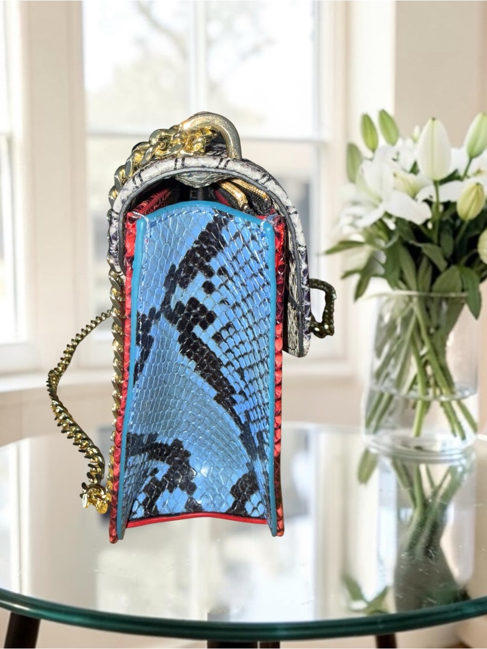 Ted Baker London Belida Python-Embossed Leather Envelope Crossbody Like New - Picture 11 of 13